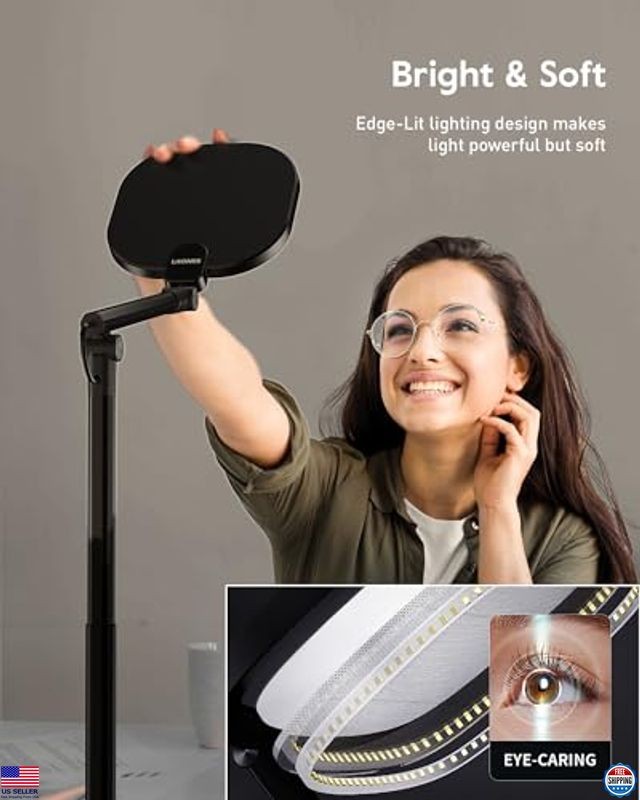 Stylish Black Tall LED Desk Lamp - 50 Modes, Memory, Timer & Adjustable Light