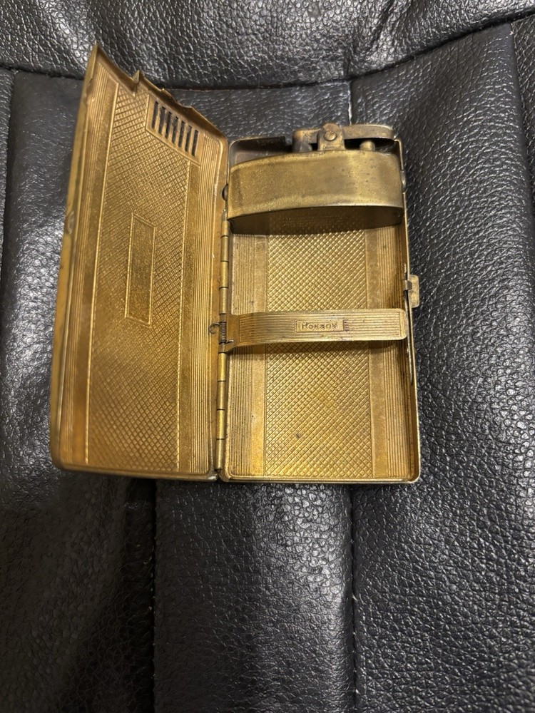 Vintage Ronson Brass Cigarette Case With Lighter