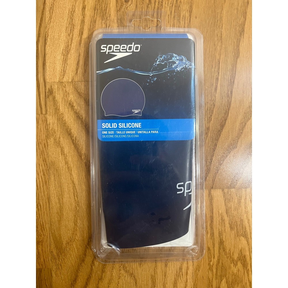 Speedo Solid Silicone Swim Cap One Size Blue NEW