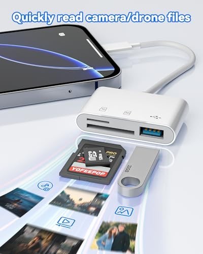 USB 3.0 Type C SD Card Reader Adapter, Compatible with iPhone & Android Devices