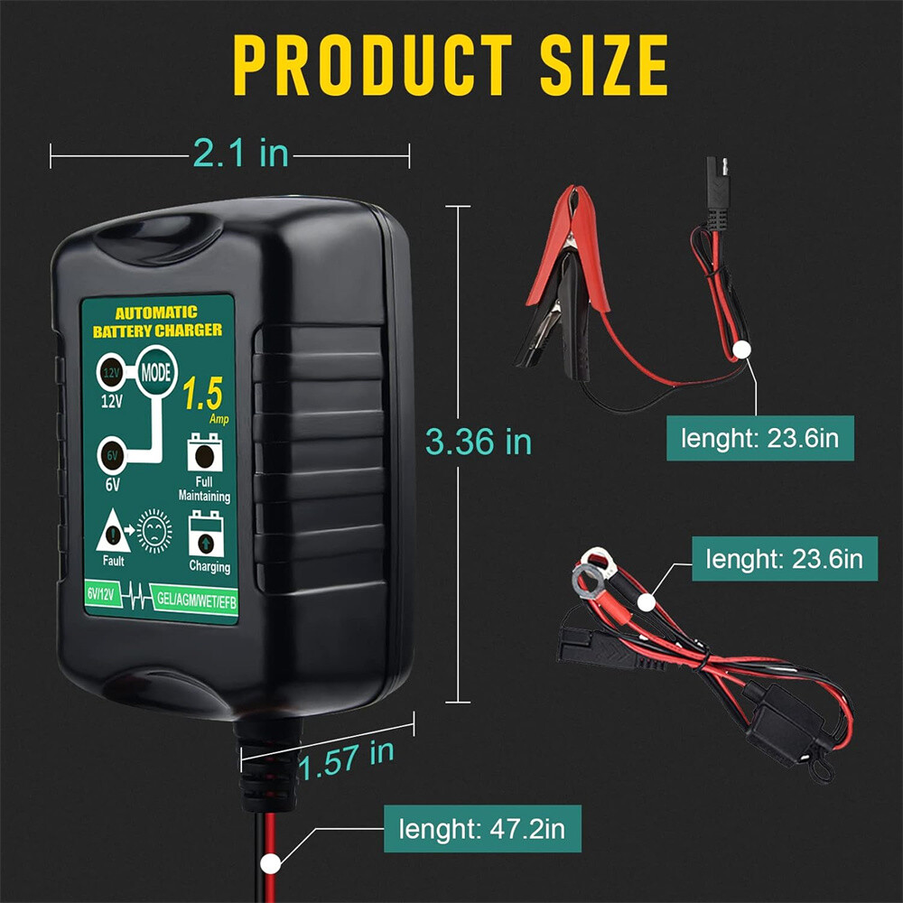 Automatic Battery Charger Maintainer Motorcycle Trickle Float For Tender 6V 12V