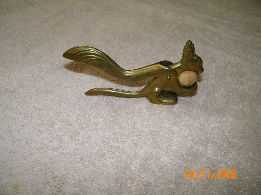 Brass Squirrel Nut Cracker  with nut