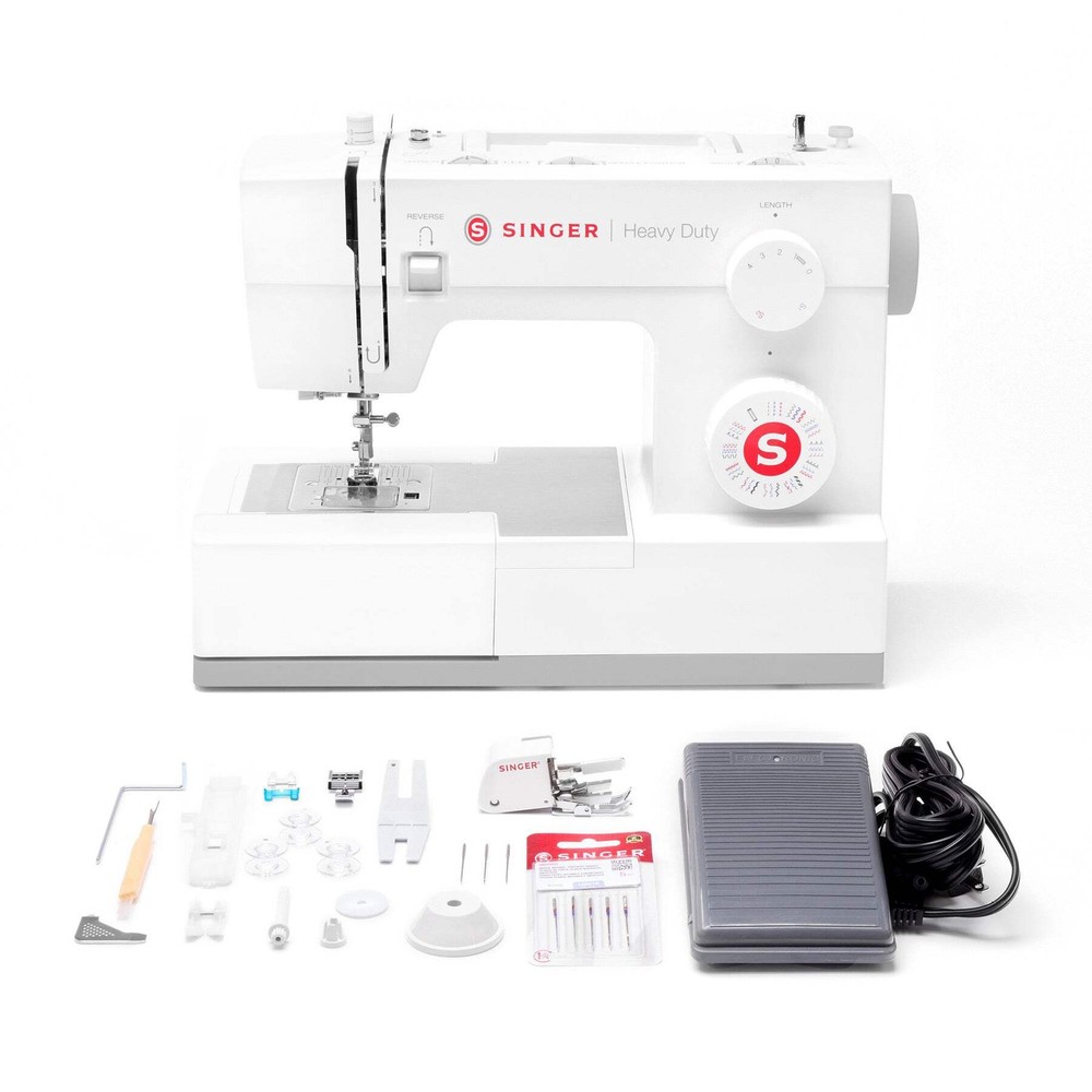 SINGER® Heavy Duty 4452 White Sewing Machine & Extension Table Bundle