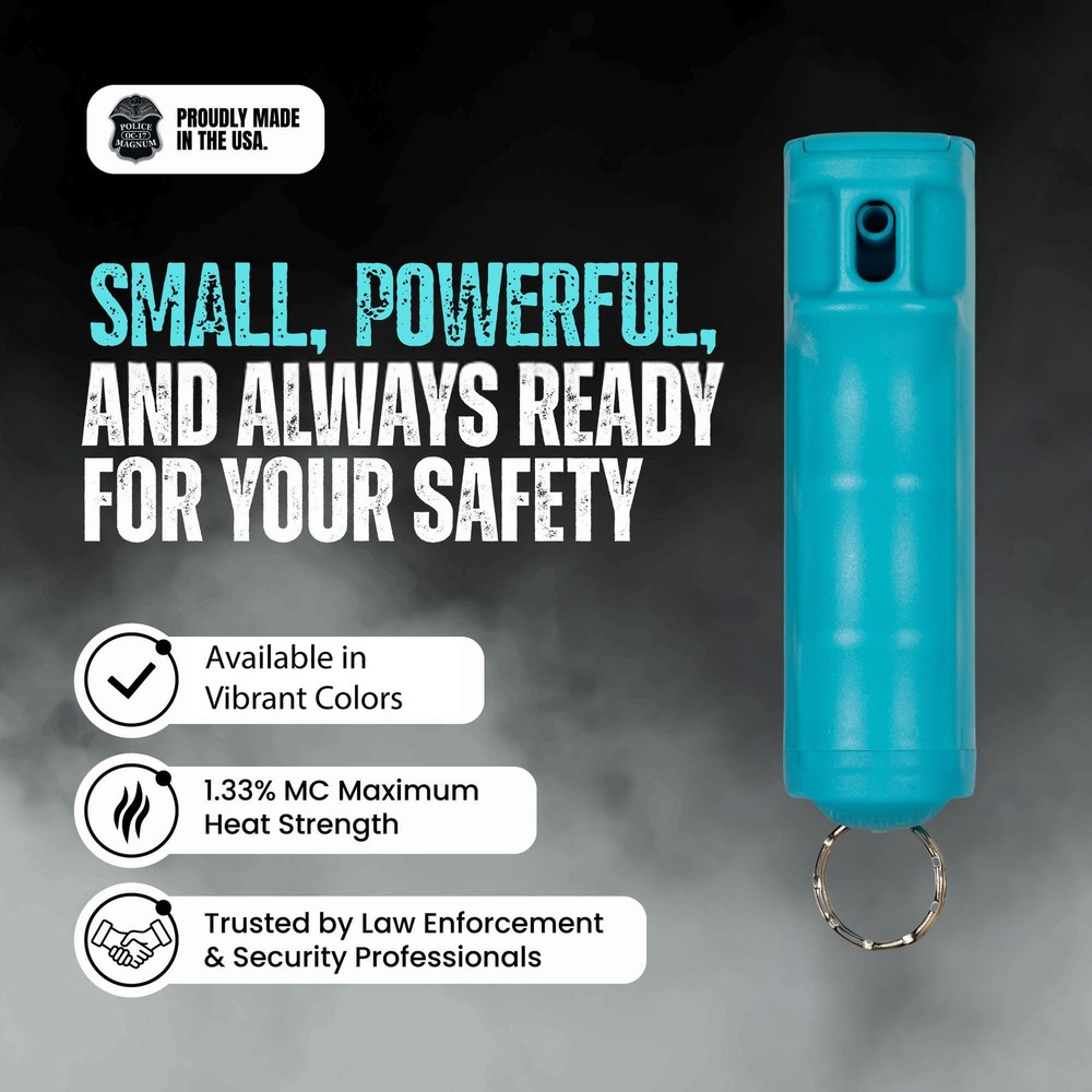 Teal Self Defense Spray Maximum Strength OC Pepper Spray Keychain 2 Pack