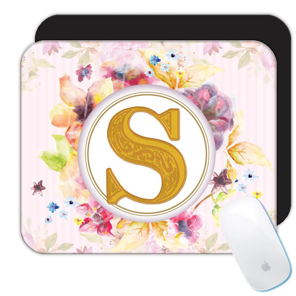 Gift Mousepad : Monogram Letter S Name Initial Alphabet ABC