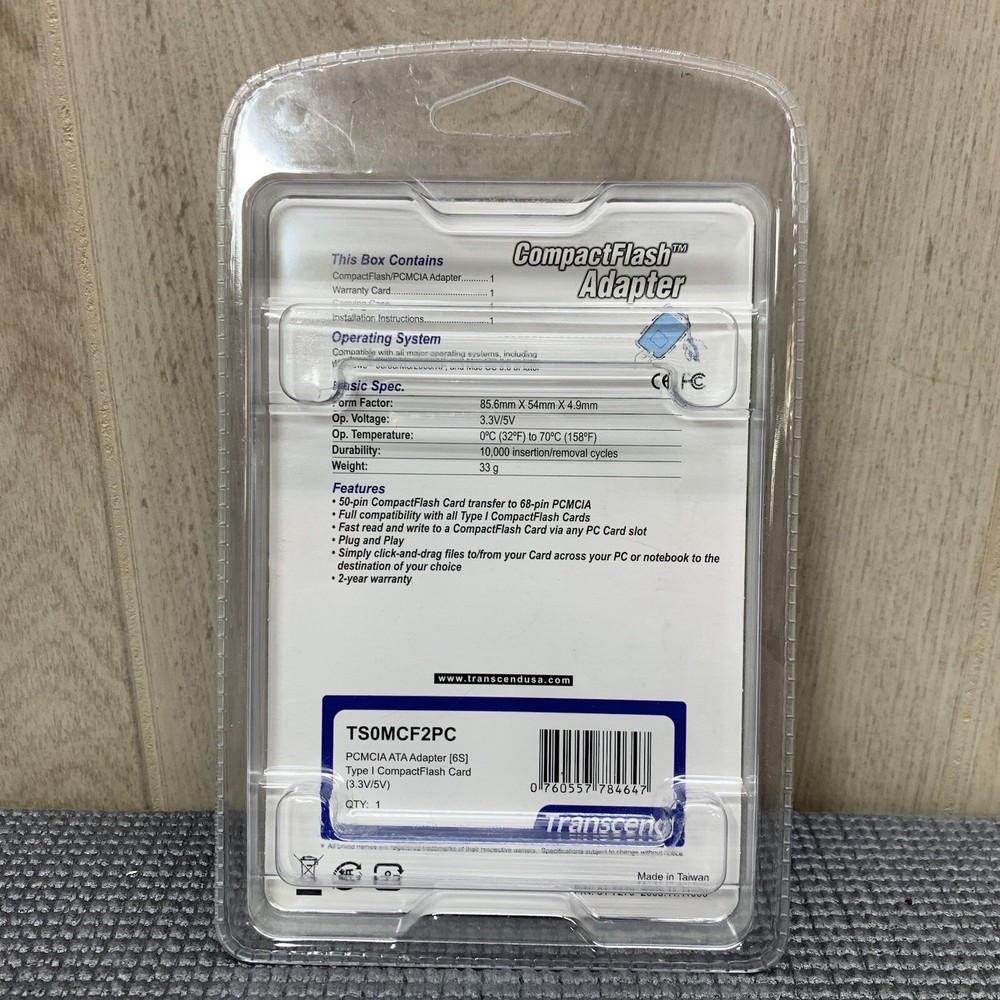 Transcend TS0MCF2PC CompactFlash Transfer PCMCIA ATA Adapter