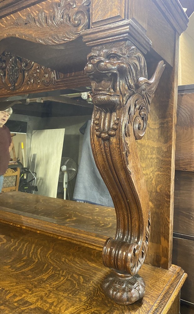 R.J. HORNER WINGED GRIFFIN OAK SIDEBOARD