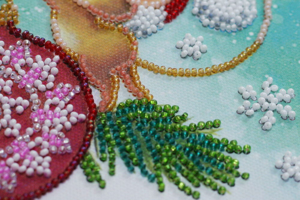 DIY Bead Embroidery Kit Christmas Decor Beaded stitching needlepoint beadwork
