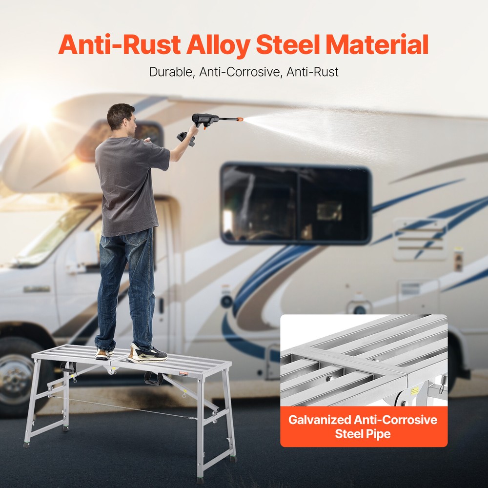 Work Platform Adjustable Height Portable Scaffolding Platform 880 lb Load