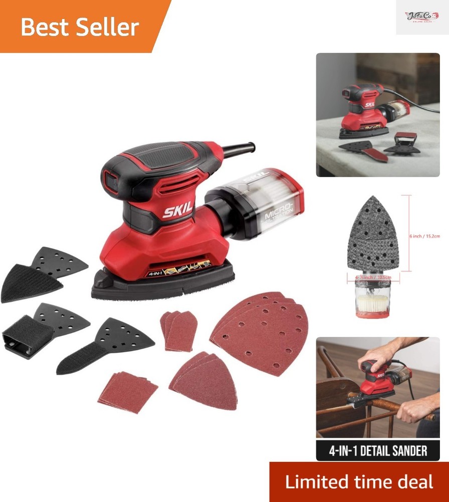 Corded Multi-Function Detail Sander - 3 Attachments & Micro-Filter Dust Box