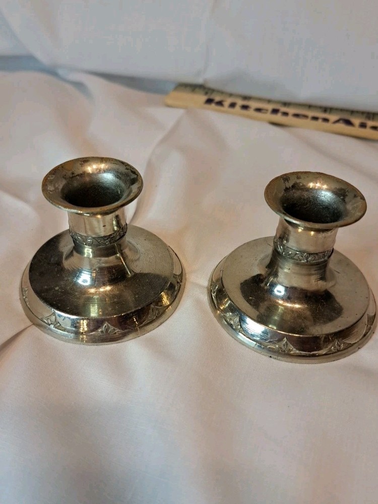 Vtg German Silver Candle Sticks, Silver Plate?
