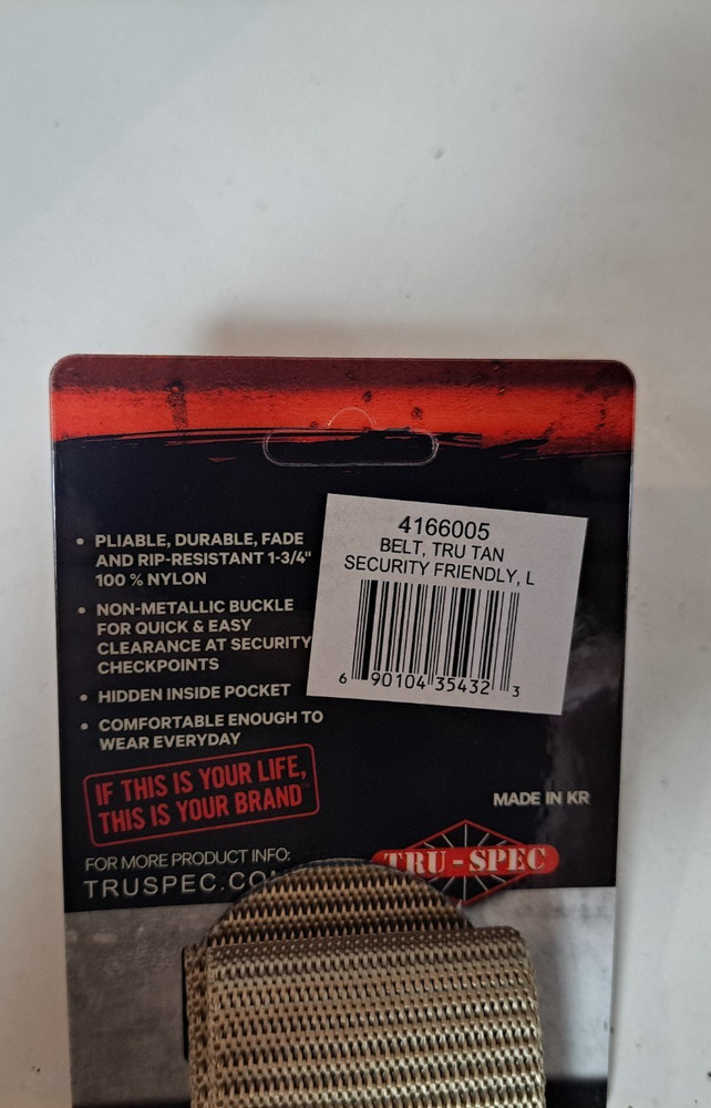 Tru-Spec Belt, Tru tan Security Friendly, Medium - 4164005