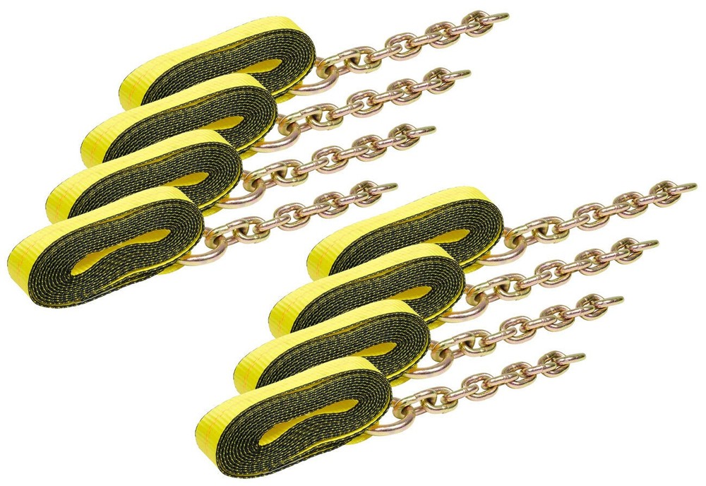 8PK 2"x18' Replacement Tie Down Strap w/Chain Extension for 8Point Tie Down Kits