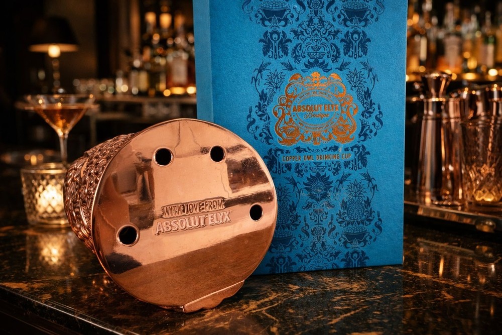 Absolut Elyx Copper Owl Julep Cup Gift Box - NEW