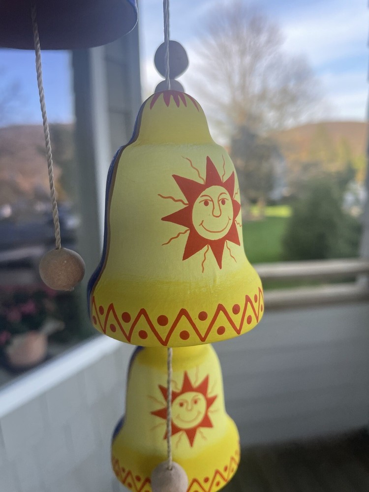 Hand Painted Sun & Moon Terra Cotta Wind Chimes