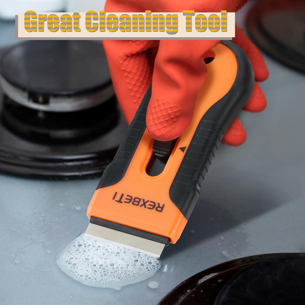 REXBETI Razor Blade Scraper Tool, 2 Pack Set 2 Pack, Orange