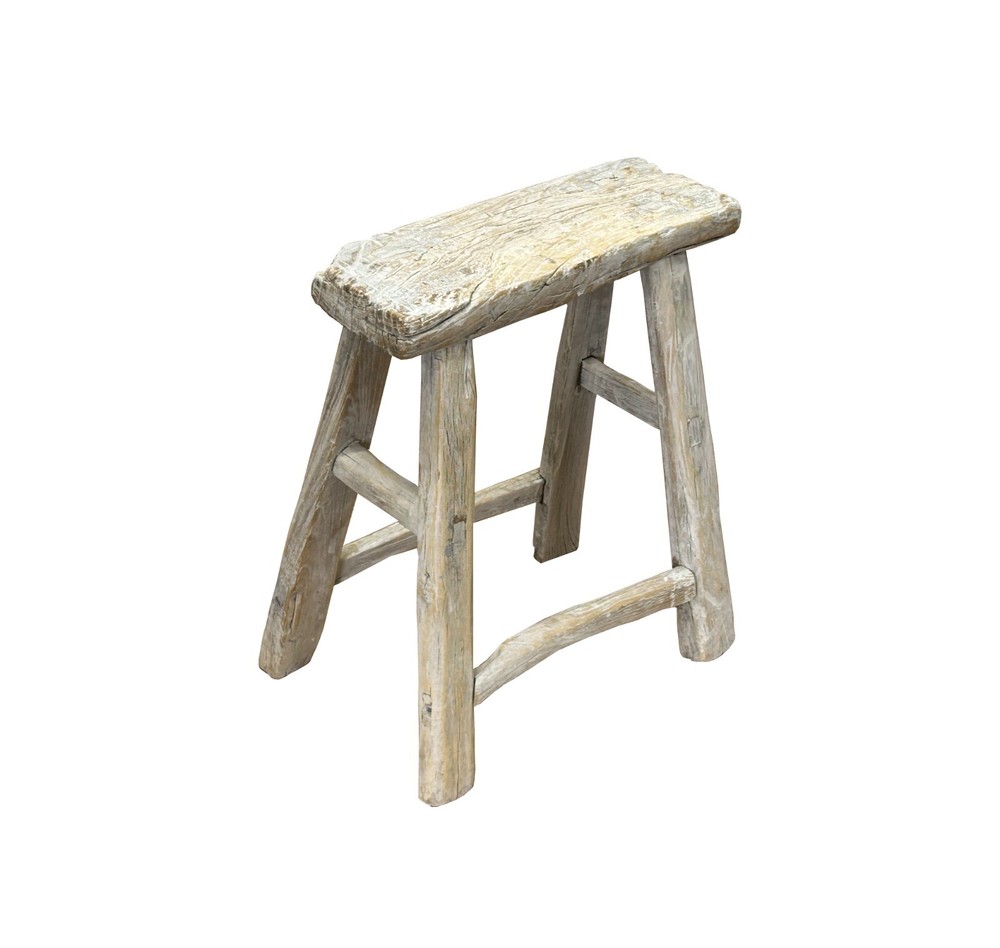 Rustic Raw Rough Wood Grain Rectangle Slim Stool Bench Side Table ws4615