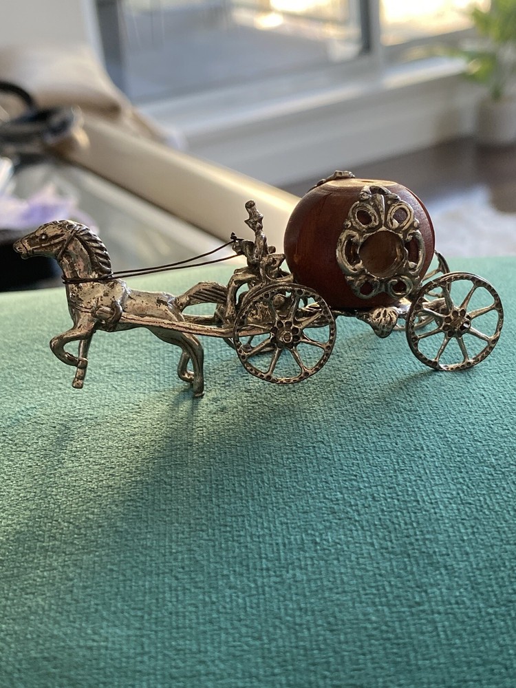 Rare Hallmarked 800 Solid Silver Cinderella Pumpkin Cariage Miniature