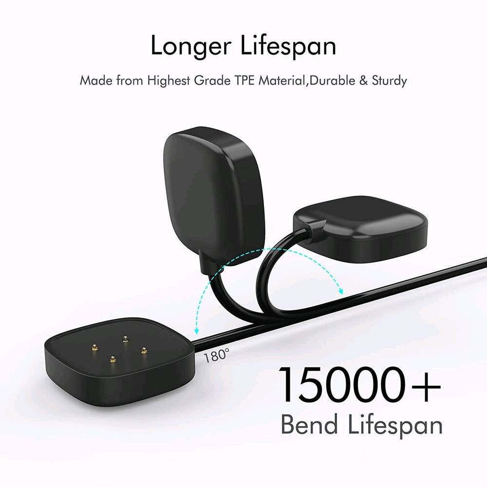 2PCS Wireless Charger & USB Cable for Fitbit Sense/Versa 3 - Fast Charging Dock