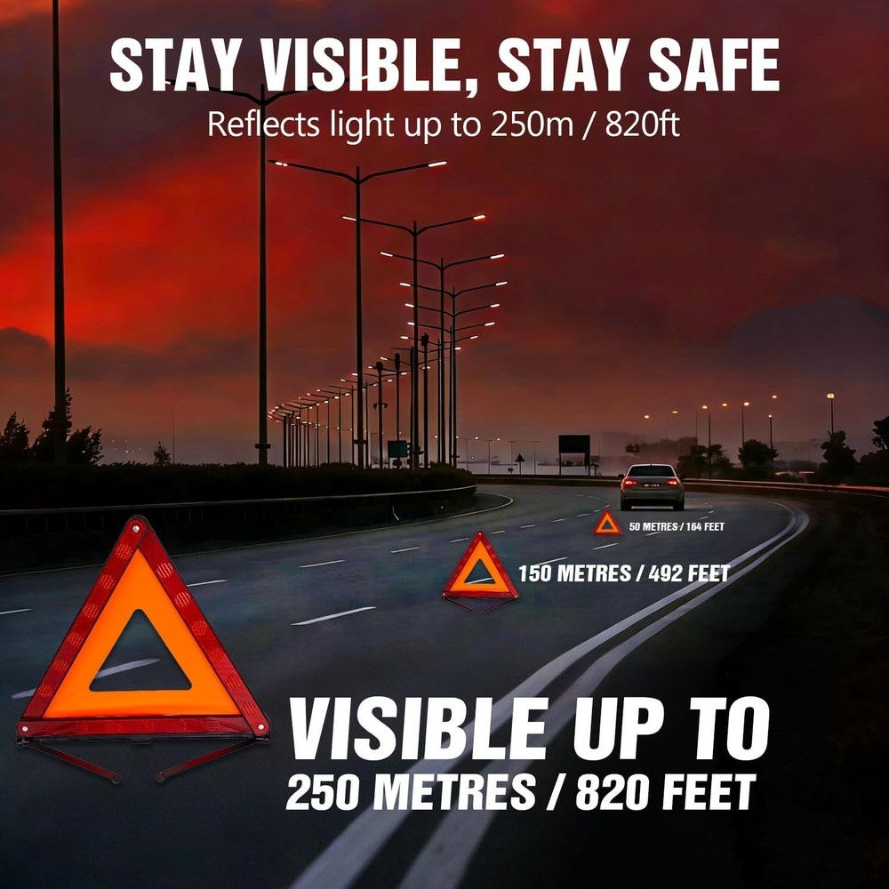 Emergency Warning Triangle Kit – Roadside Safety Kit with Reflective Warning ...