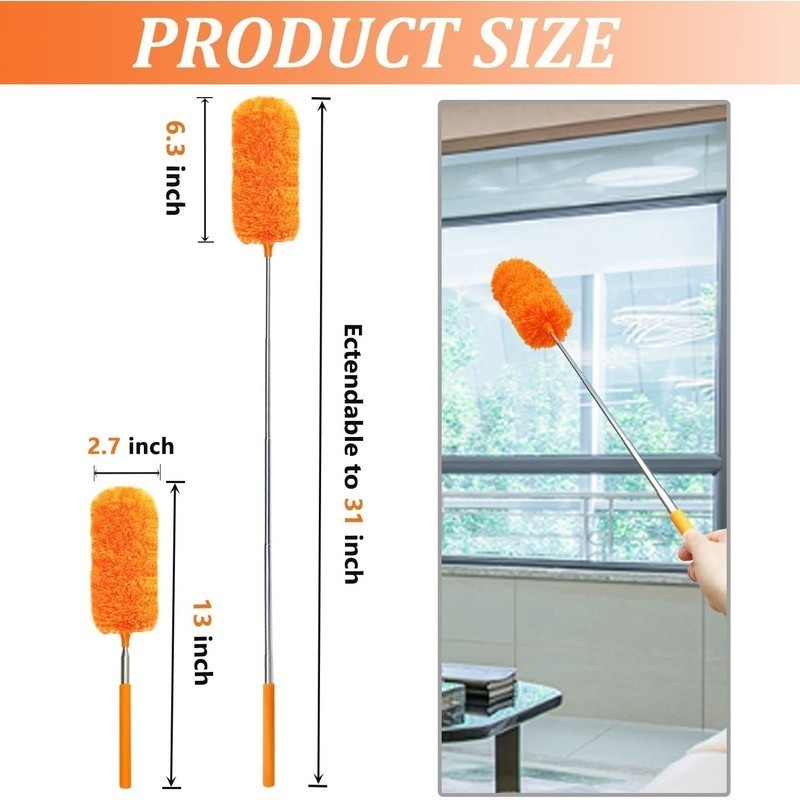 4 Pack Microfiber Duster W/ Extendable Pole Bendable Head Dust Cleaning New
