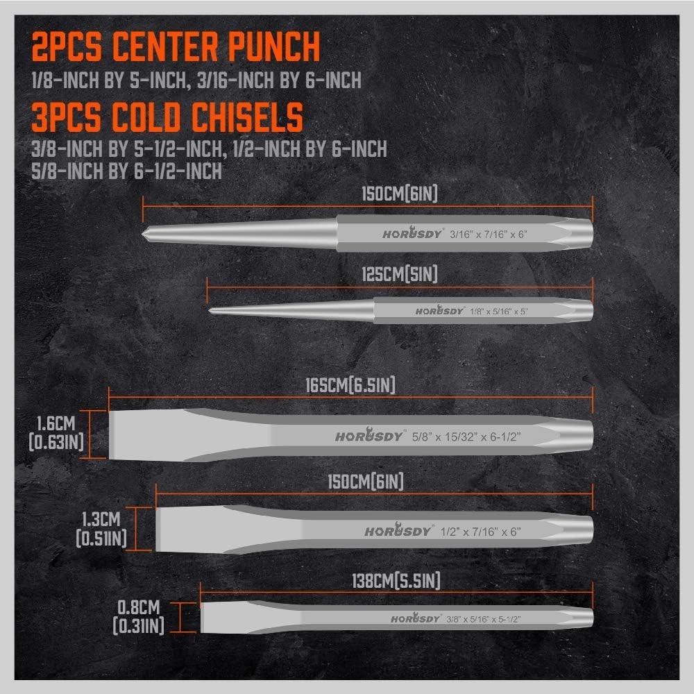 Versatile 16-Piece Punch and Chisel Kit for Precision Crafting and DIY Projects