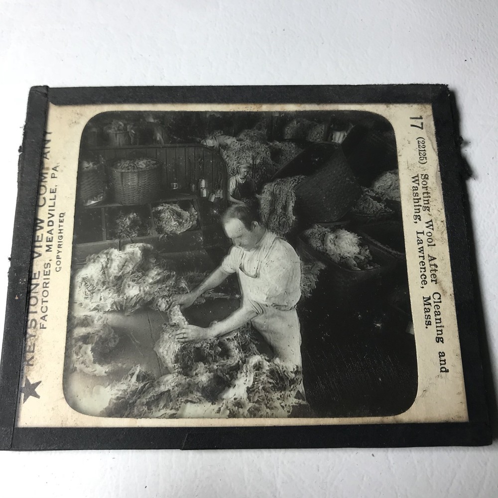 Vtg Keystone Magic Lantern Slide Photo Sorting Wool Lawrence Massachusetts
