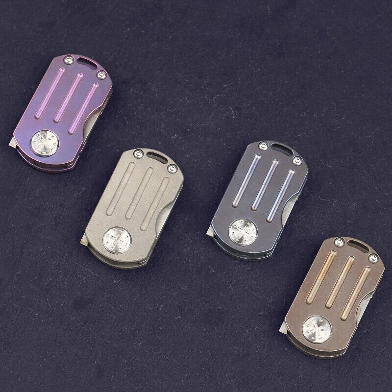 Mini Small Edc Office Pocket Folding D2 Steel Blade Knife Titanium Handle Tools