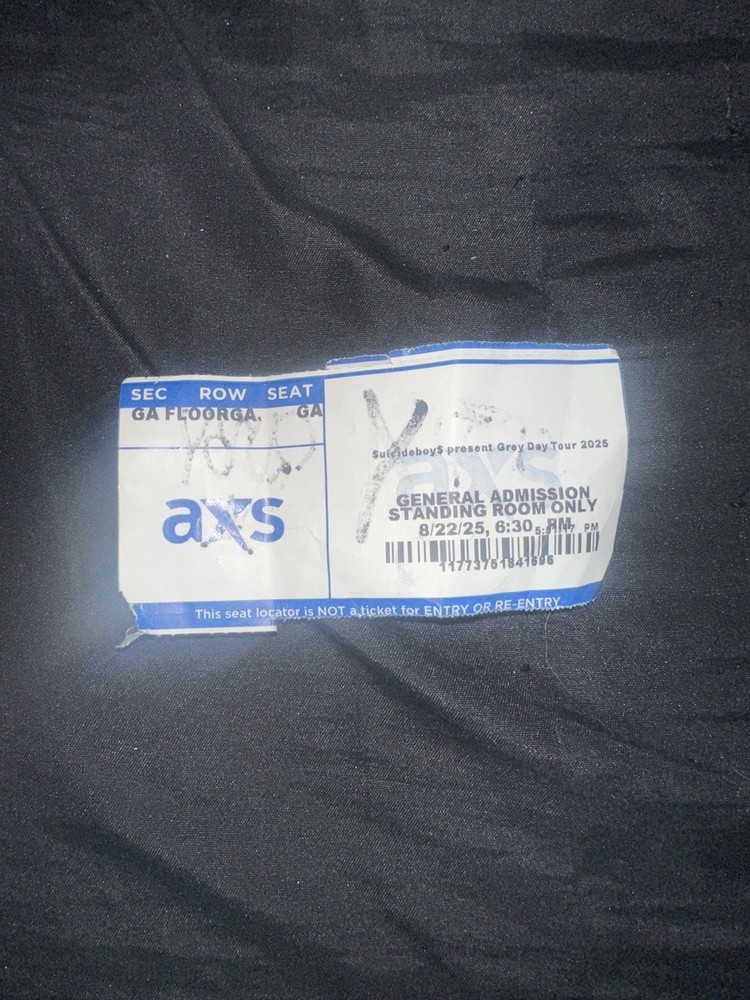 $uicideboy$ Signed Ruby & Scrim Greyday Pit Ticket GREYDAY2025 RARE