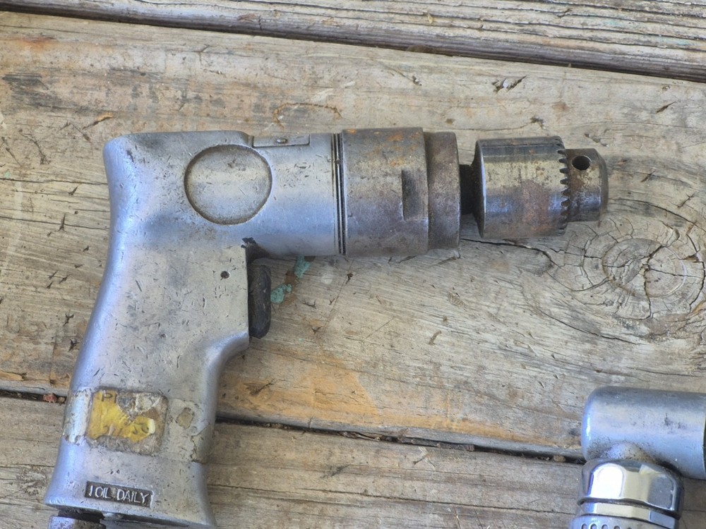 Lot Of 4 Air Tools Grinder, Angle Grinder, Drill & Random Orbit Sander Working