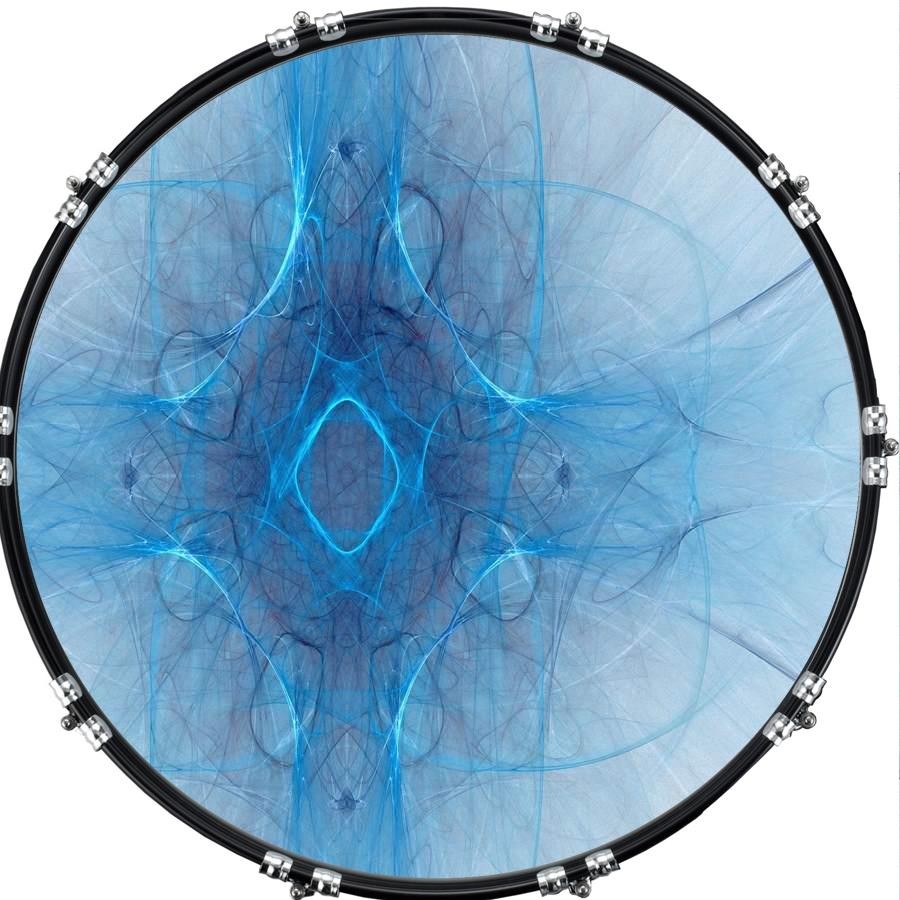 Custom 22" Kick Bass Drum Head Graphical Image Front Skin Blue Webbing