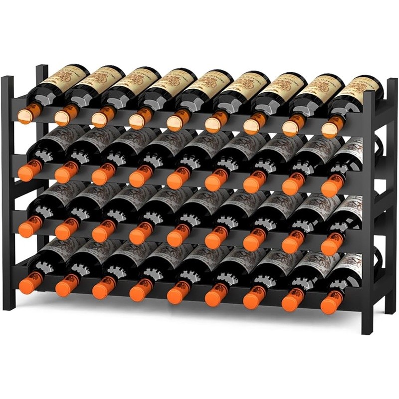 Premium Bamboo Wine Rack Modular Stackable Storage Easy Assembly Modern Design