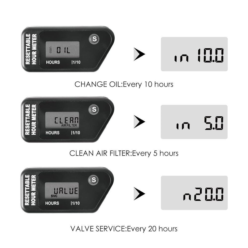 Digital Inductive Hour Meter Waterproof LCD Engine Hourmeter Gauge