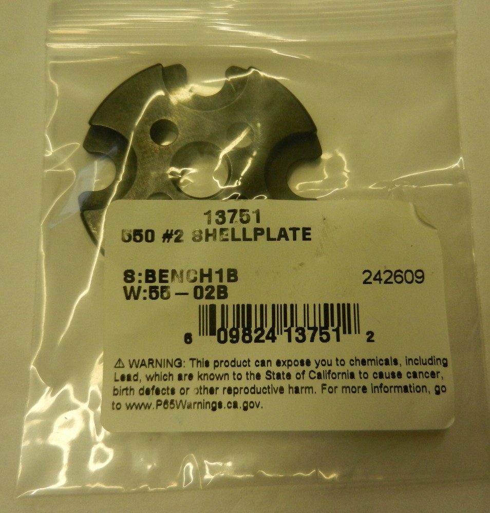 Dillon Precision 550 Shell Plate Part #2; 38 Special, 357 Mag, 256 Win; 13751