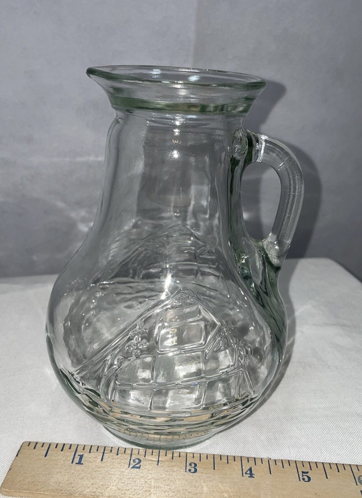 Vintage Glass Pitcher with Clipper Ship Design