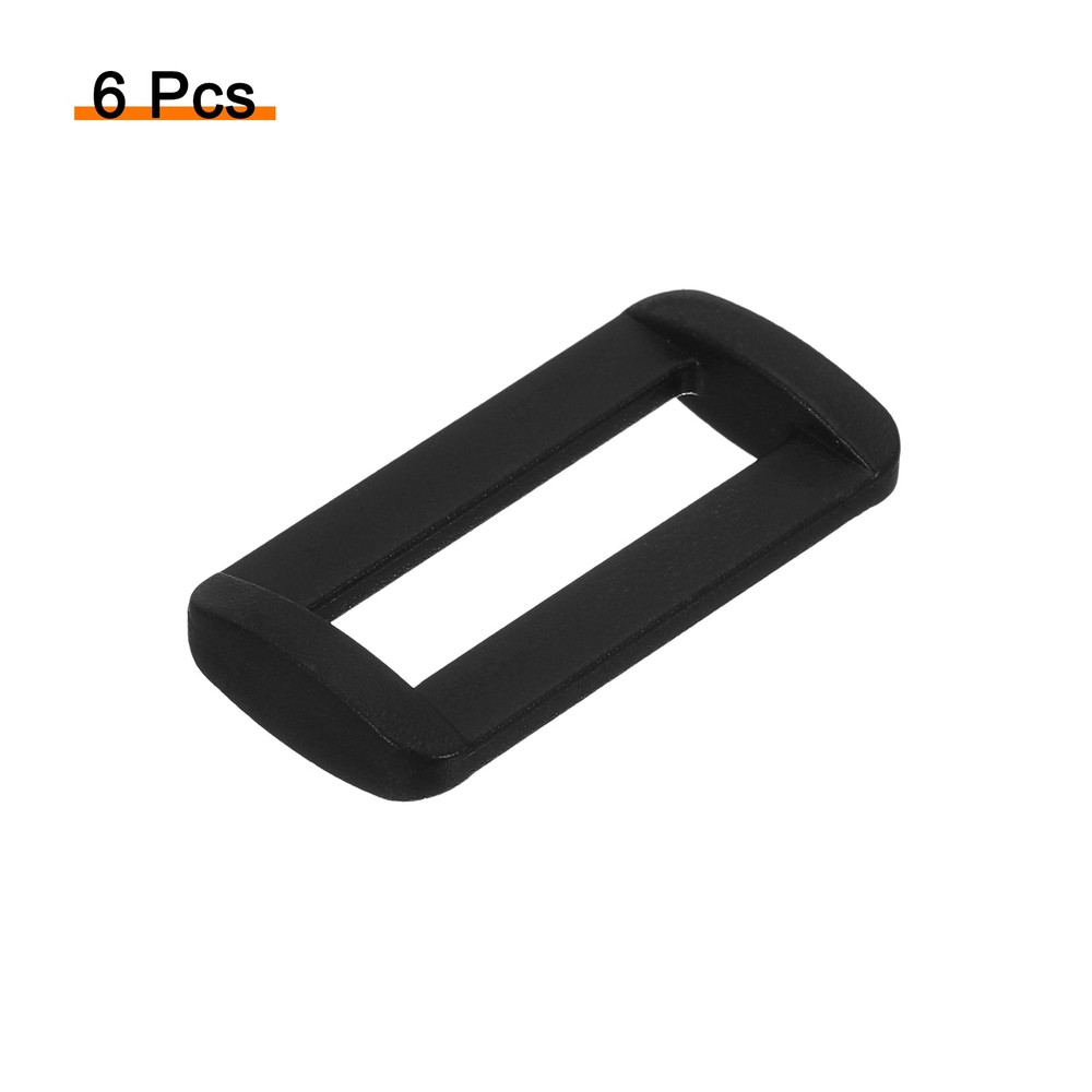 6Pcs 1 Inch Plastic Rectangle Rings Webbing Belts Buckle Slide Loop Black