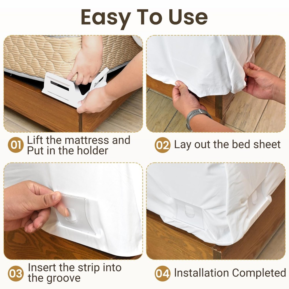 Sheet Holders - Bed Sheet Holder for Corners & Sides, Strong Elastic Sheet St...