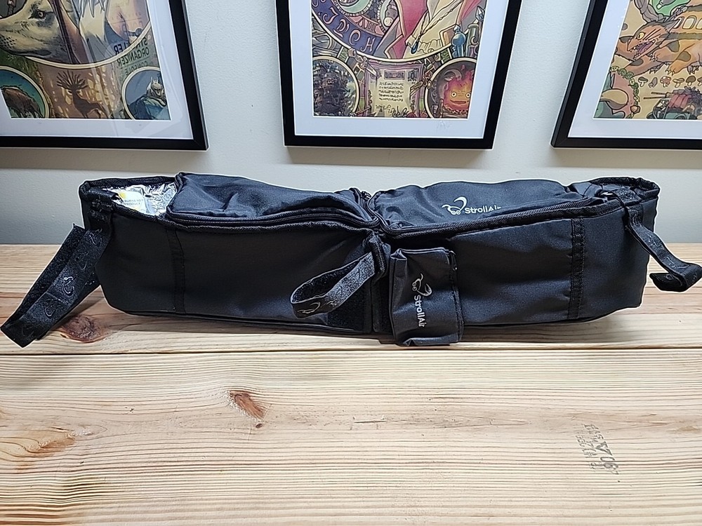 StrollAir - Universal Best Double Parent Stroller Organizer Caddy Black