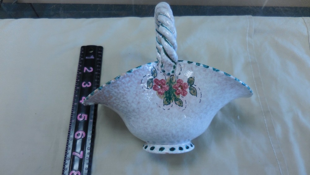 Glass Handled Basket -- Hand Painted