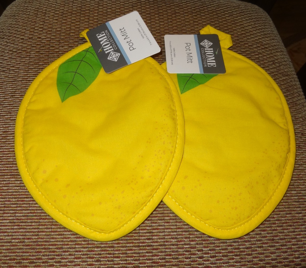 2 Pack Lemon Shape Potholders/mitt NEW