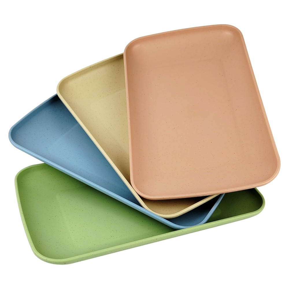 Wheat Straw Plates4 Pack Rectangular Dinner PlatesDinner Dishes Lightweight Pl