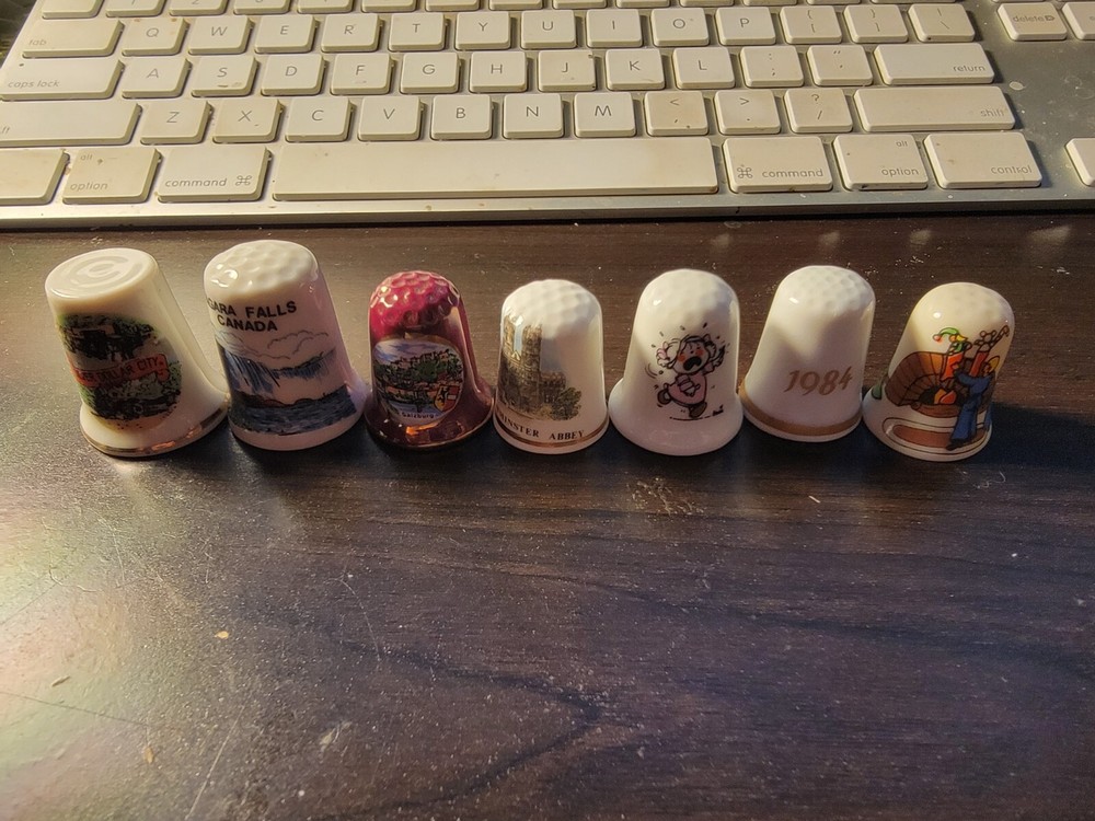 Set of 7 Random Thimbles From Different Eras and Countries