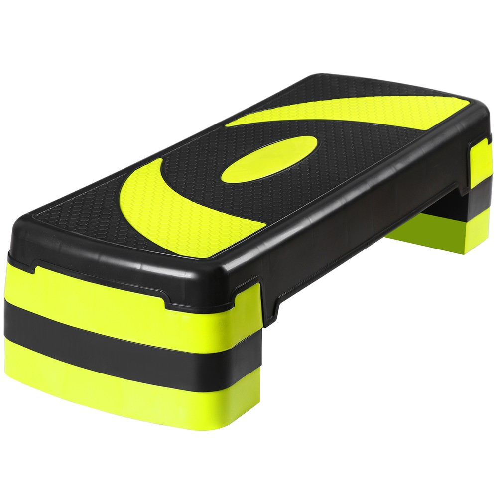Step Aerobic Platform w/4 Stackable Riser Exercise Step Adjust 4"-6''-8'' Yellow