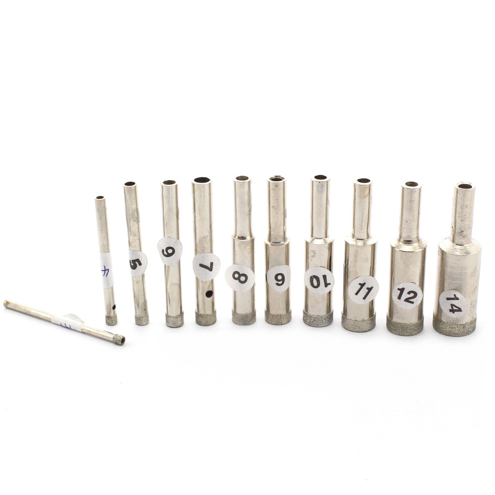 11Pcs 3-14mm Super-Thin Diamond Drill Bits Hole Saw Lapidary Tools for Gem Stone