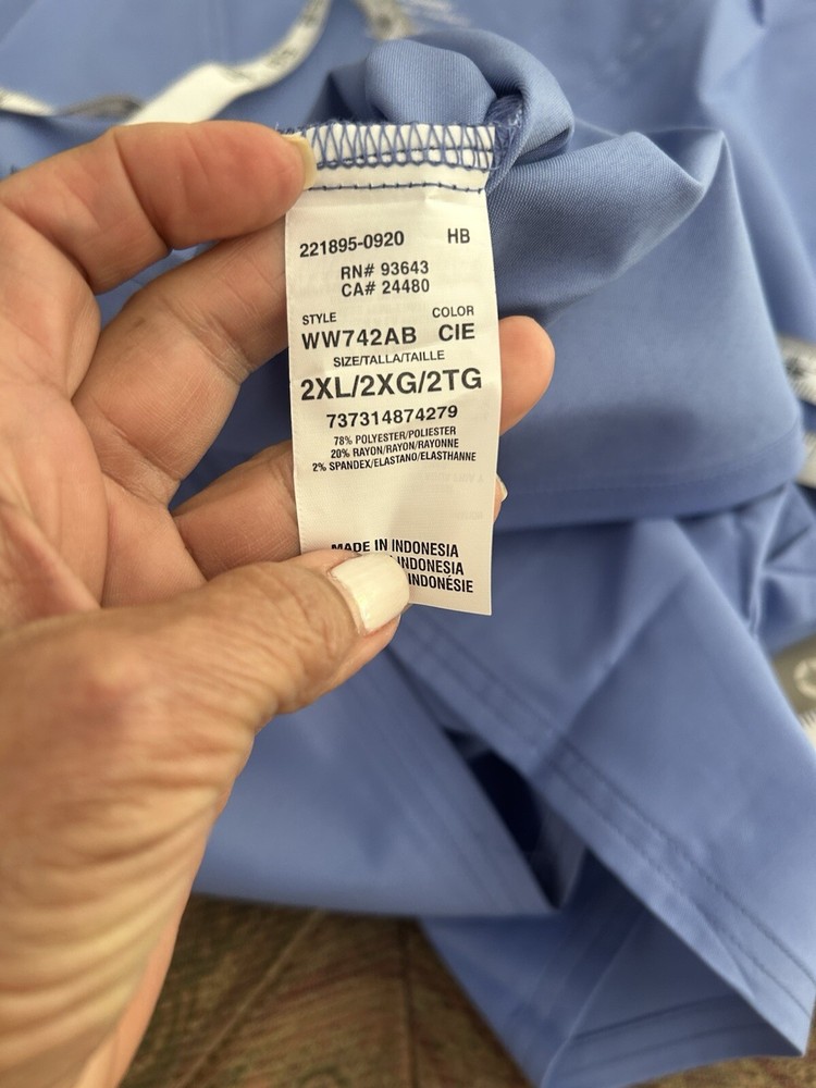 Cherokee unisex blue two piece uniform set, size 2XL