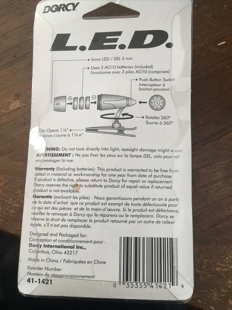 Dorcy led light clips on anywhere Flashlight Reading Book 5mm