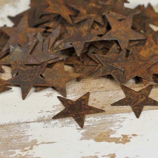 Bulk Package of 100 Primitive 1" Rusty Tin Stars