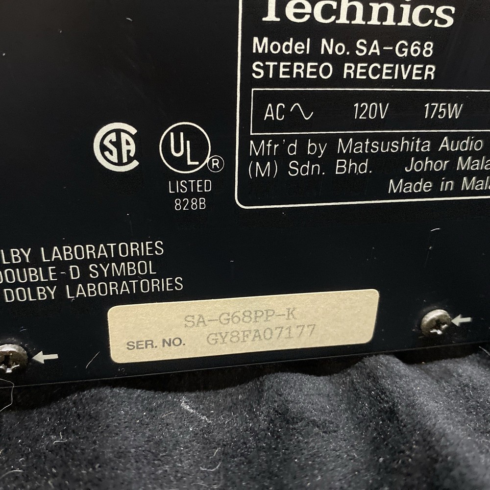 Technics SA-G68 Av Control Stereo Receiver Tested NO REMOTE
