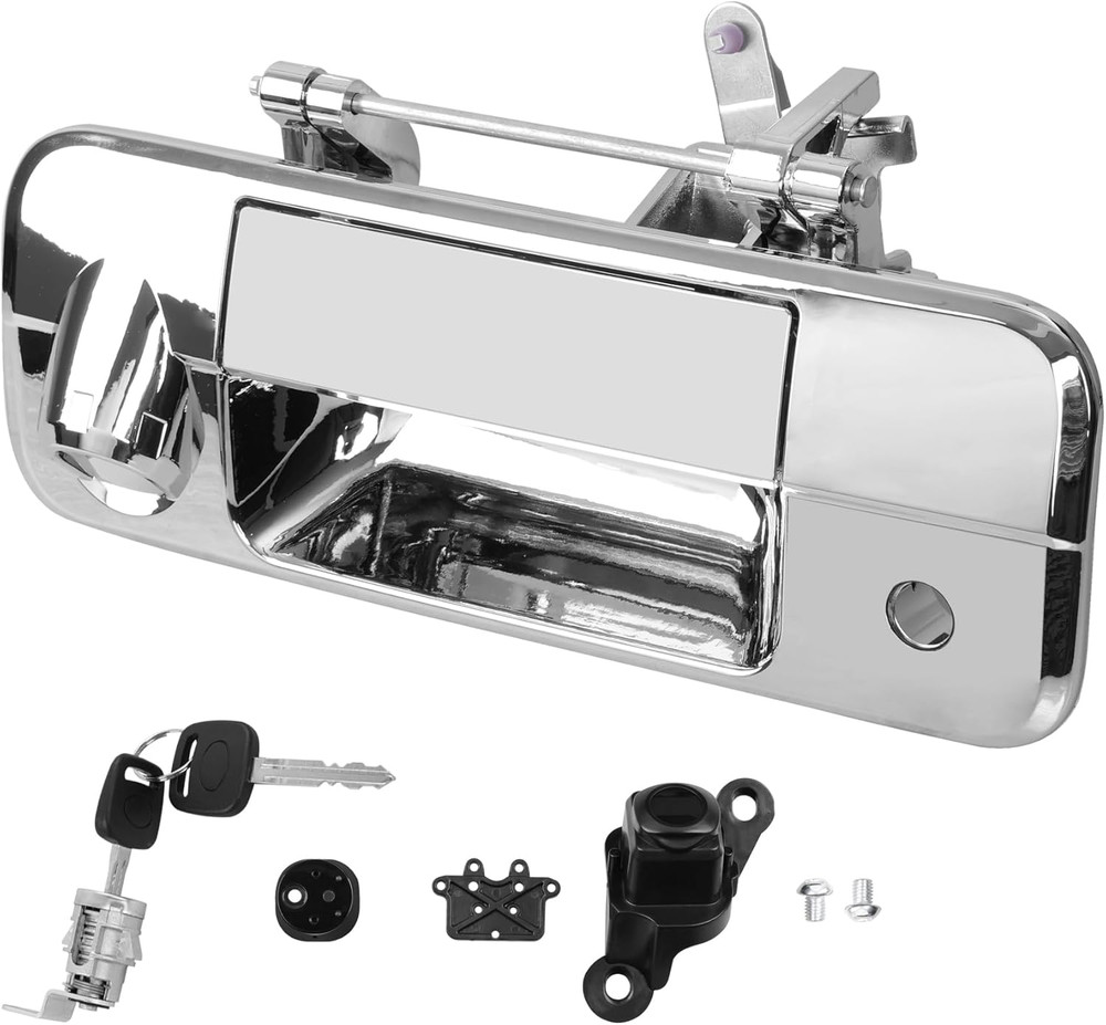 Chrome Tailgate Handle Liftgate Latch Handle with Rear Camera Hole Lock Cylinder