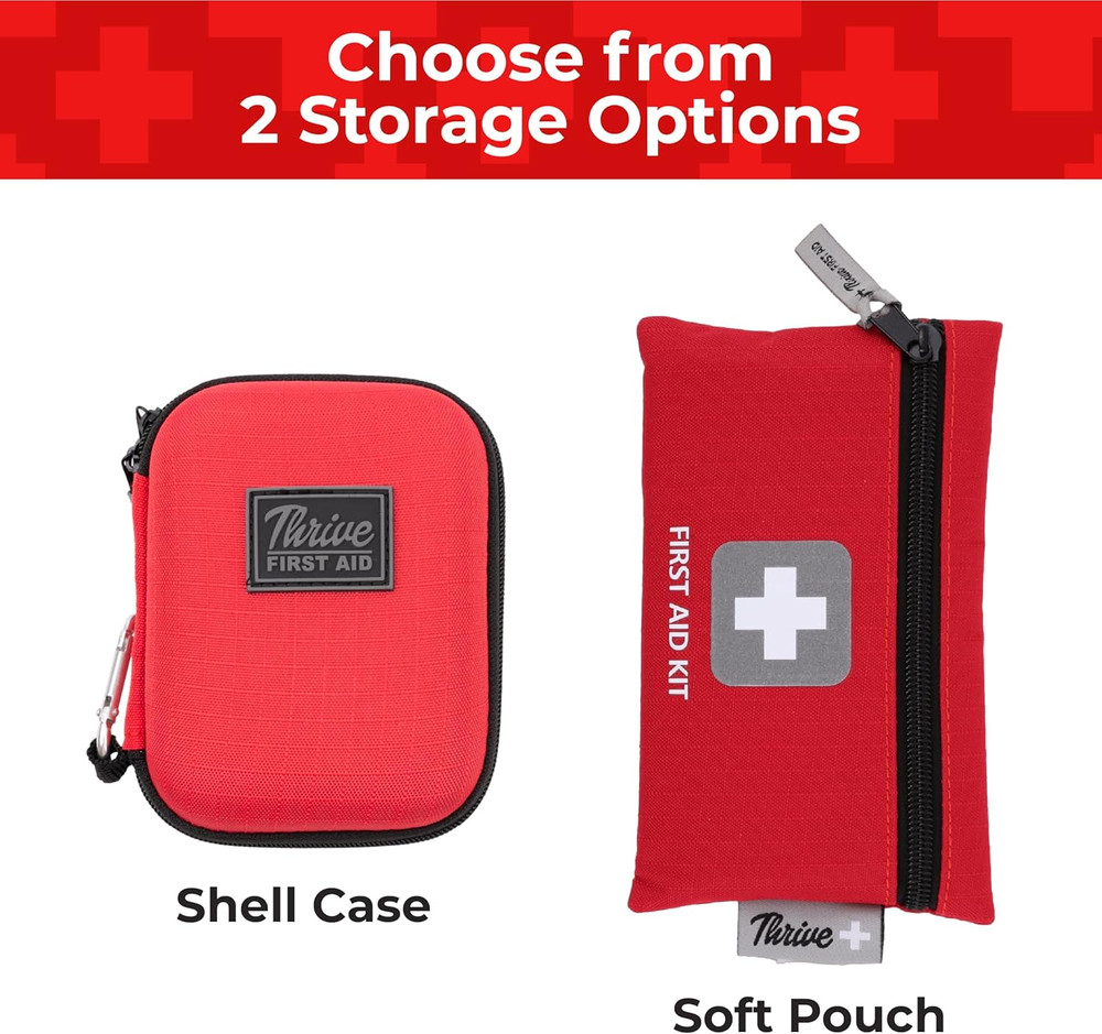 Thrive Mini First Aid Kit - Compact Travel Essentials Pack - Waterproof Camping